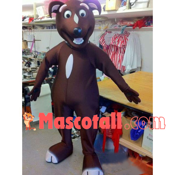 Exuberant Brown Dog Adult Mascot Costume