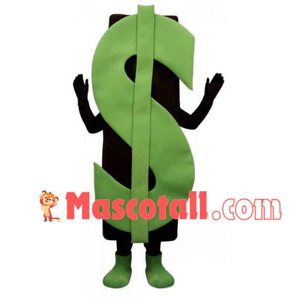Green Dollar Sign Model Mascot Costume
