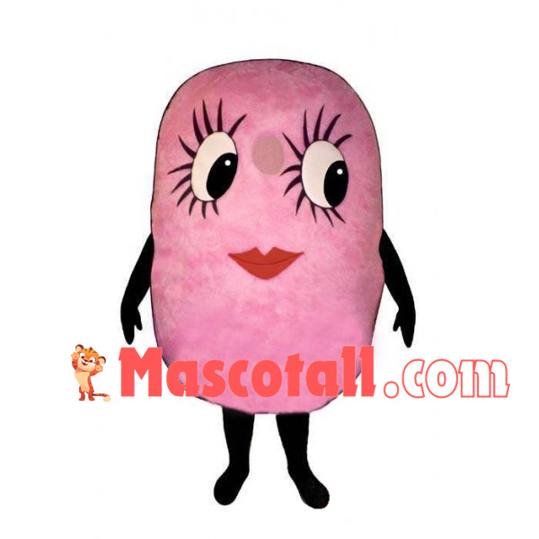 Pink Doll With Long Eyelashes Mascot Costume