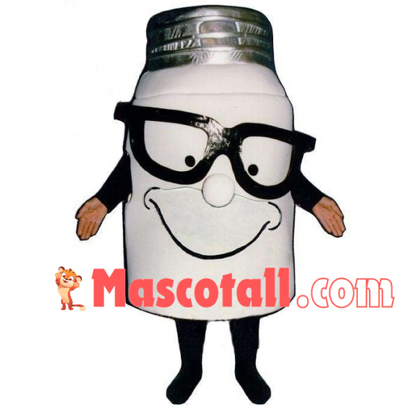 White Thermos Mug With Glasses Mascot Costume
