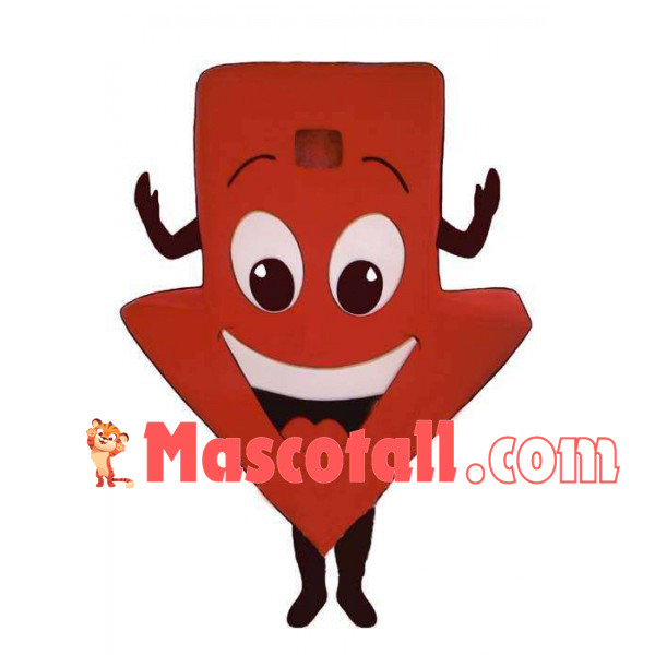 Red Arrow Sign Cartoon Mascot Costume