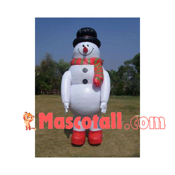 Inflatable Snowman With Scarf Mascot Costume