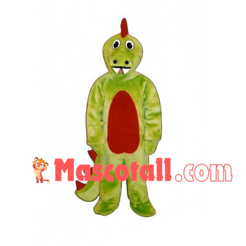 Adult Plush Green & Red Dinosaur Mascot Costume