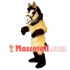 Khaki Steed With Collar Mascot Costume
