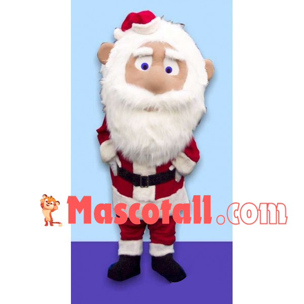 Santa Claus With Full White Beard Mascot Costume