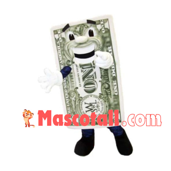Cartoon Style Paper Money Mascot Costume