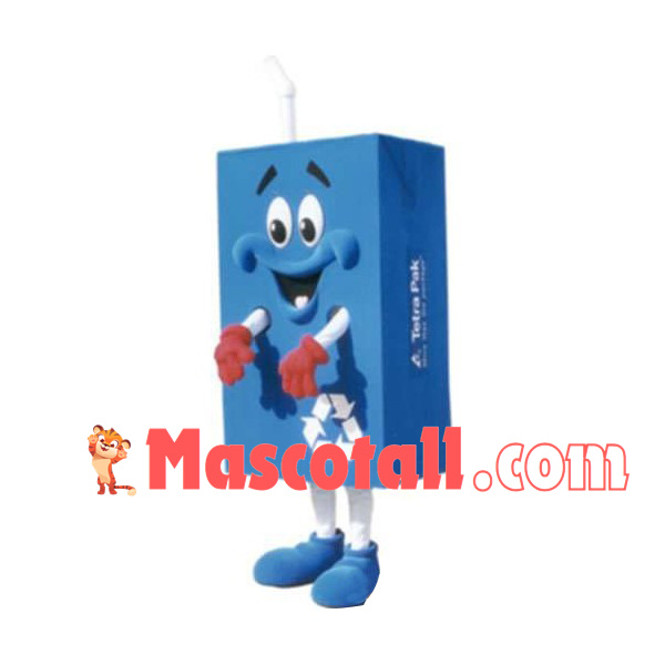 Recyclable Blue Milk Carton Mascot Costume