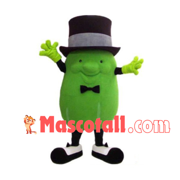 Green Squash With Top Hat Mascot Costume