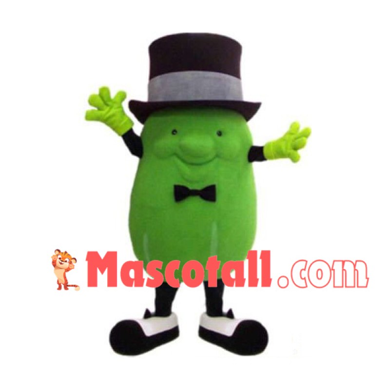 Green Squash With Top Hat Mascot Costume
