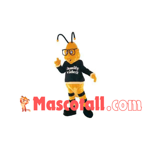 Smart Bee With Glasses Mascot Costume