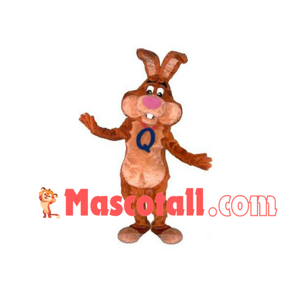 Worried Brown Circle Rabbit Mascot Costume
