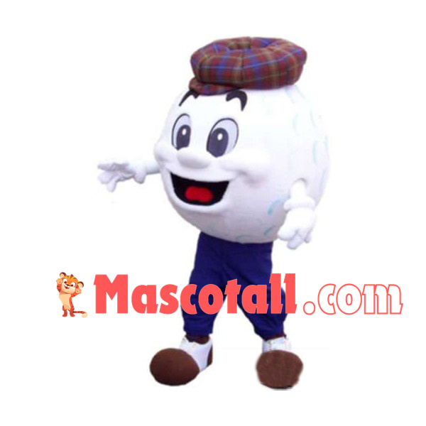 Golf Ball In Plaid Hat Mascot Costume