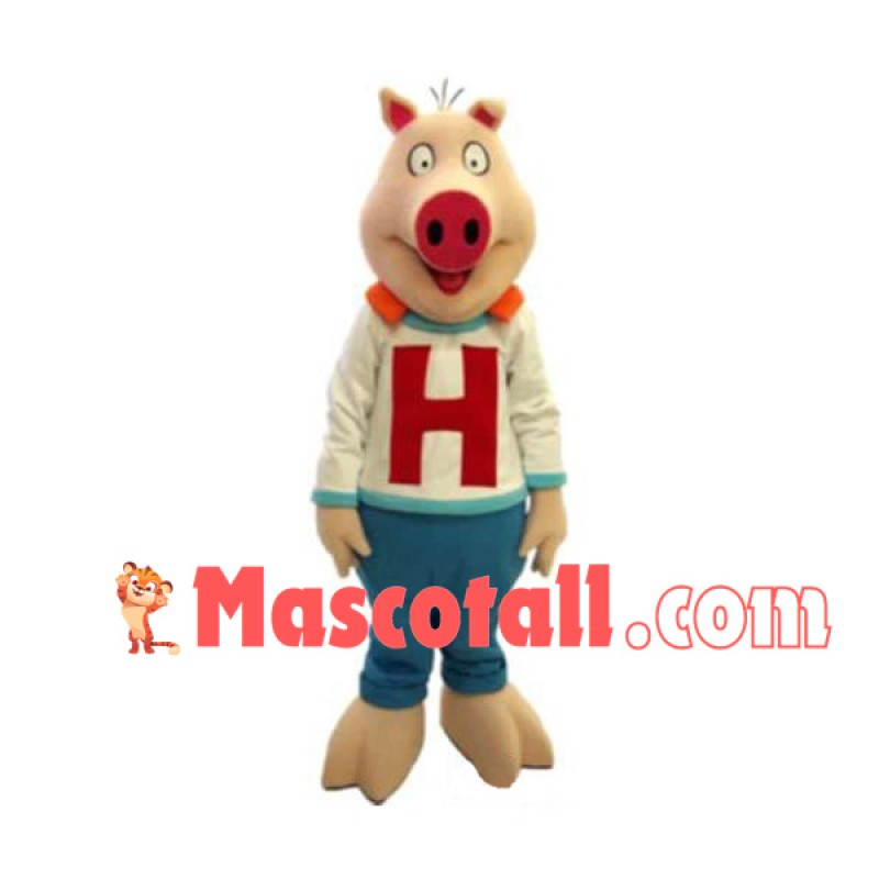 Innocent Pig Wearing Sweater Mascot Costume