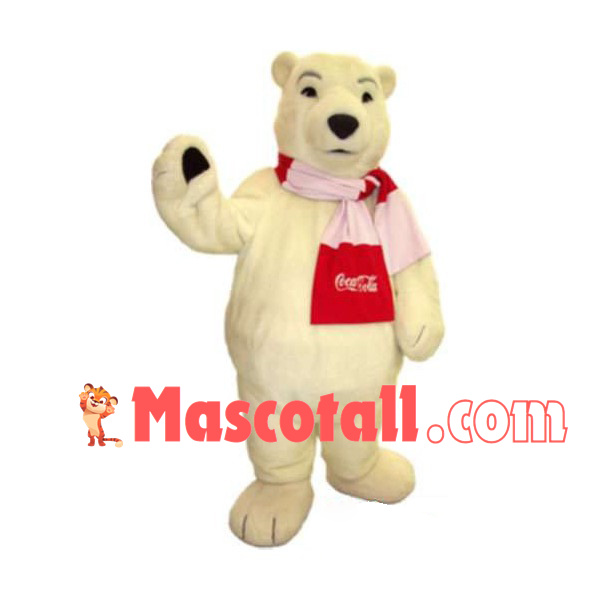 Polar Bear In Patchwork Scarf Mascot Costume
