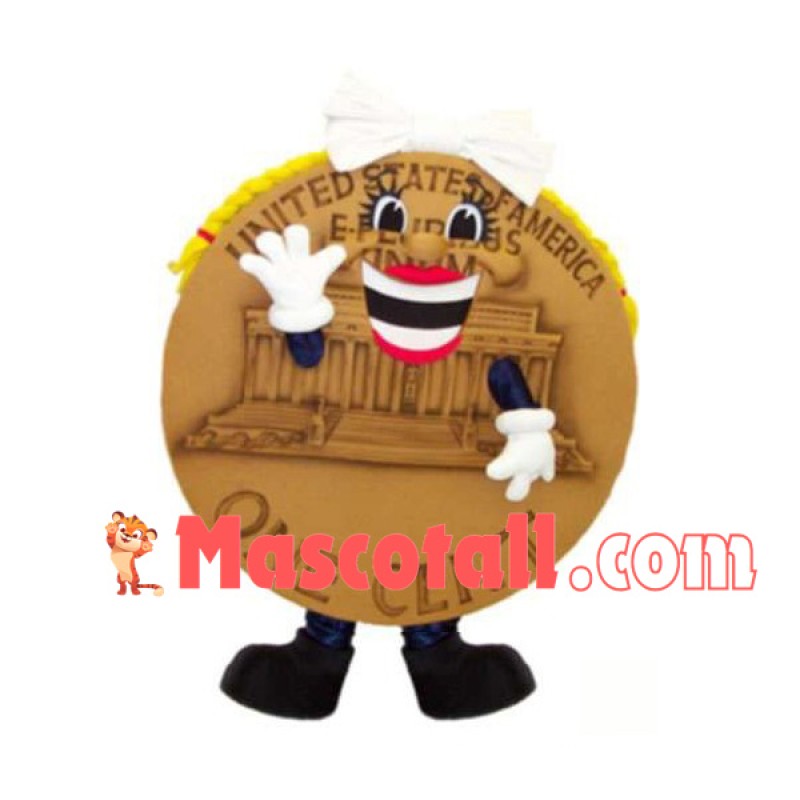 Cartoon One Cent Coin Mascot Costume
