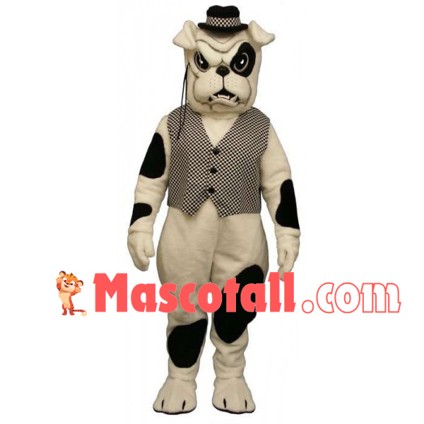 Serious Bulldog With Unilateral Glasses Mascot Costume
