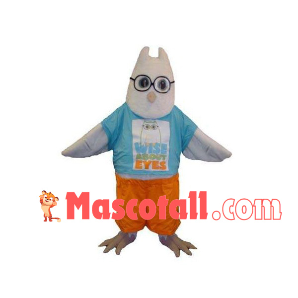White Shortsighted Owl Mascot Costume