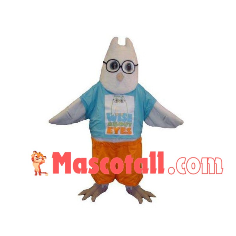 White Shortsighted Owl Mascot Costume