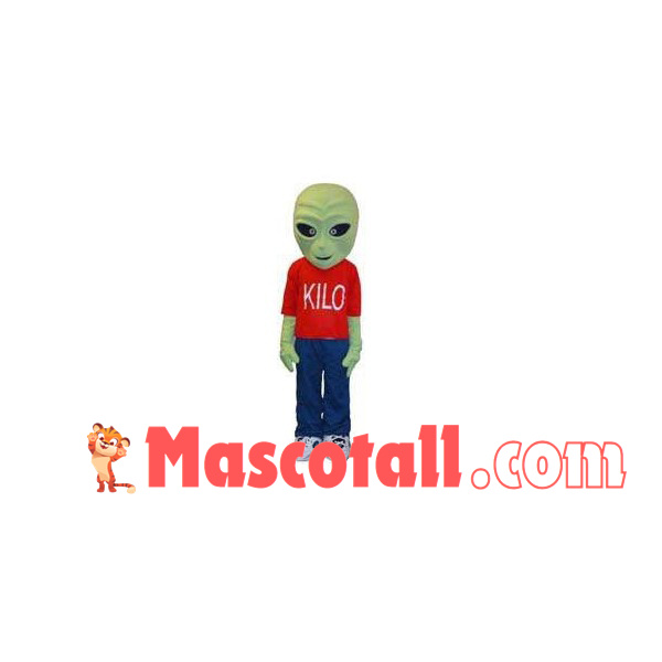 Green Alien In Suit Mascot Costume