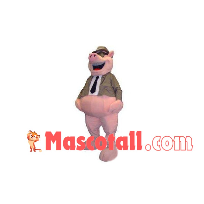 Laughing Pig With Windbreaker Mascot Costume