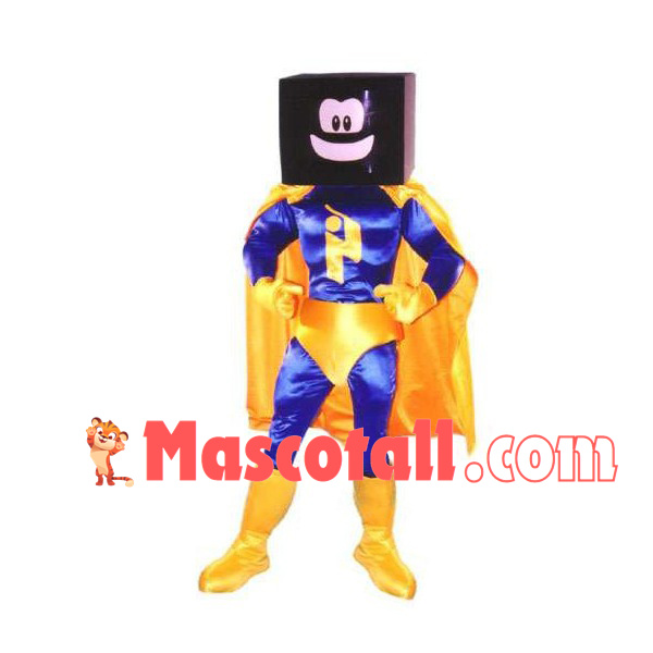 Box Superman With Yellow Underwear Mascot Costume