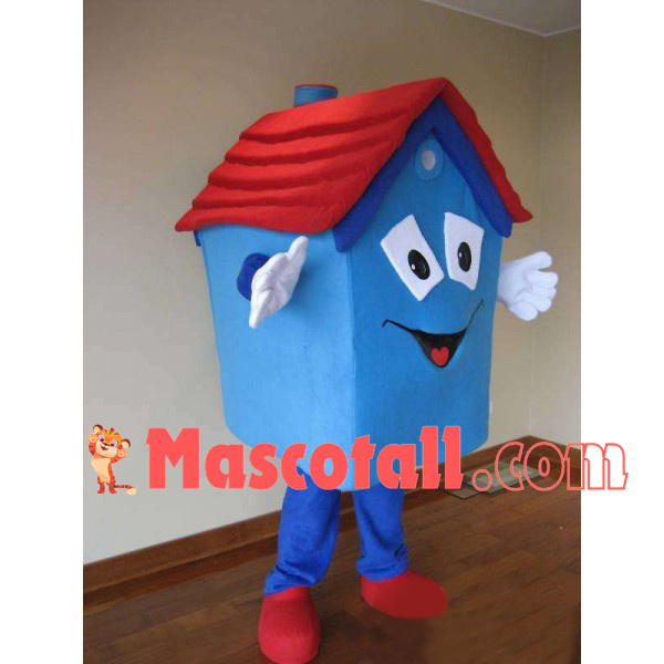 Blue Tiled House In The Woods Mascot Costume