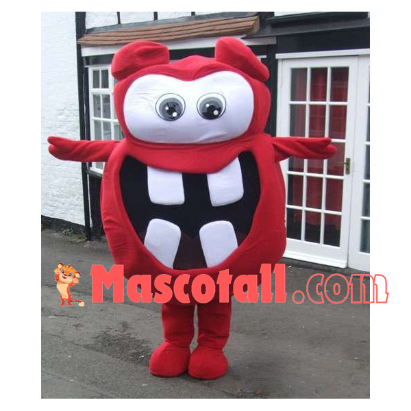Red Monster With Huge Mouth Mascot Costume