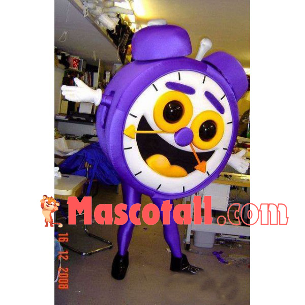 Cartoon Purple Alarm Clock Mascot Costume