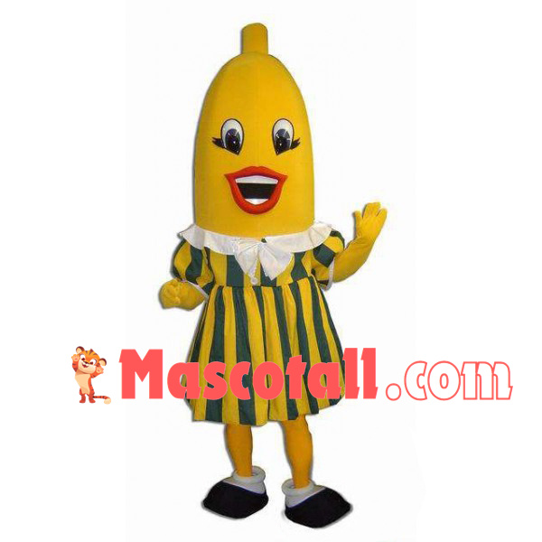 Banana With Striped Dress Mascot Costume