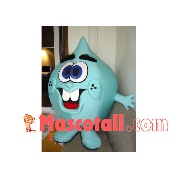 Light Blue Water Droplet With Buck Teeth Mascot Costume