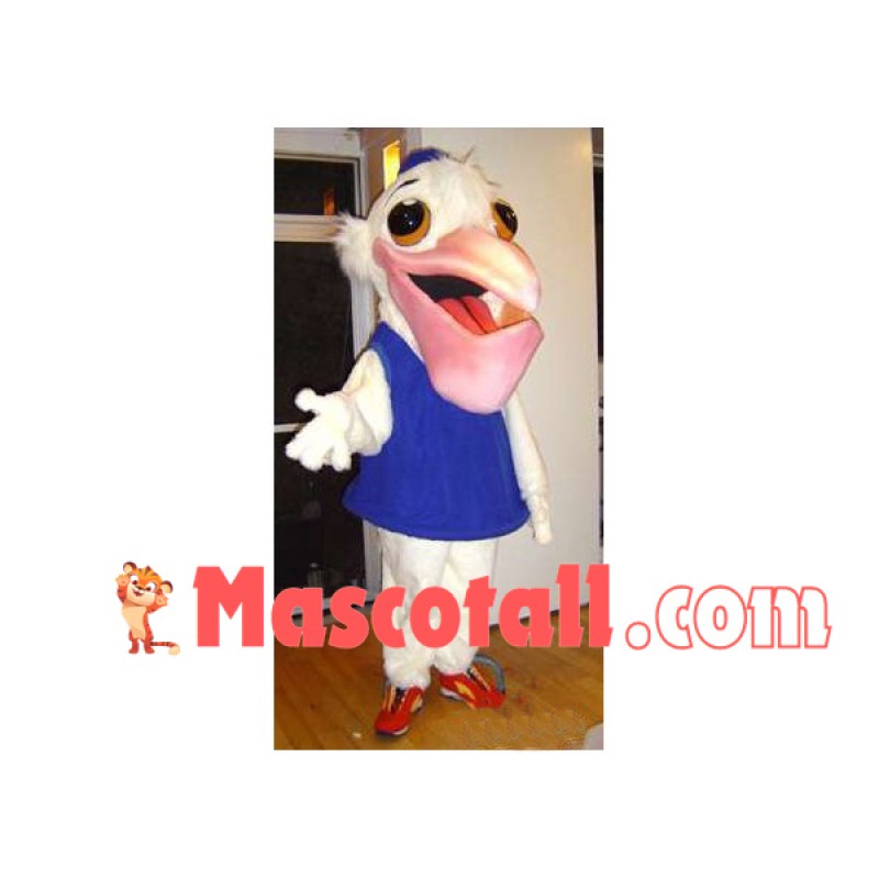 Lifesome Pelican With Pink Beak Mascot Costume