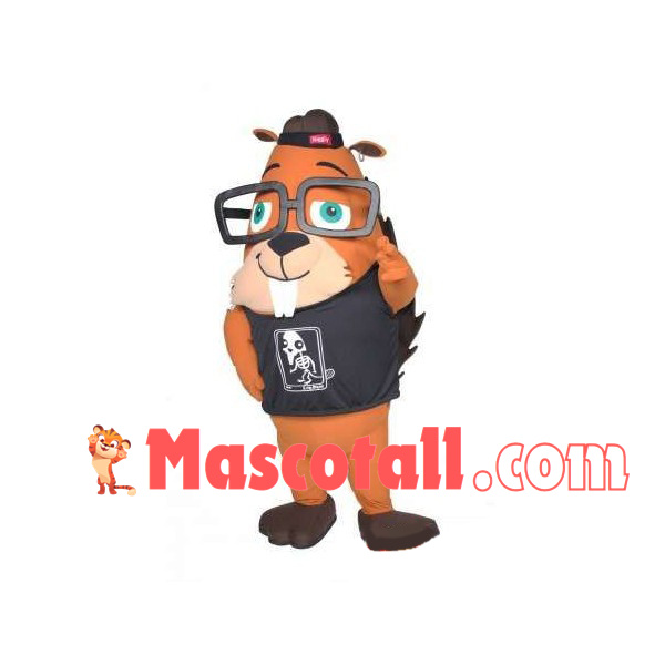 Green-eyed Hacker Groundhog Mascot Costume