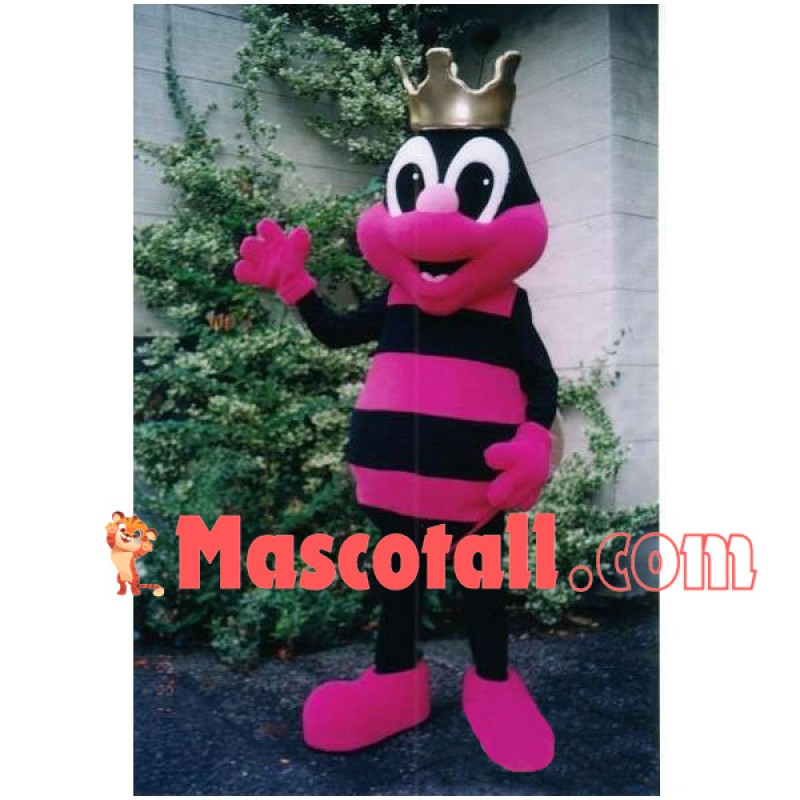 Rose Red Bee With Crown Mascot Costume
