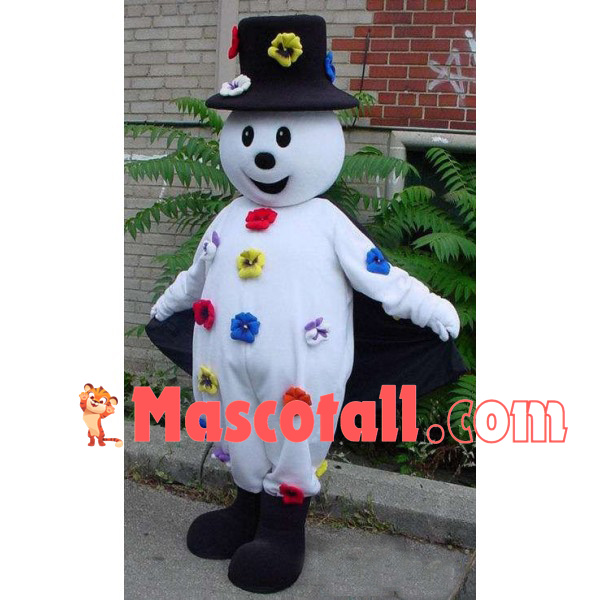 Snowman Full of Colored Flowers Mascot Costume