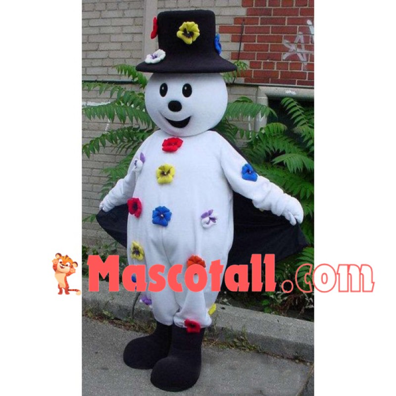 Snowman Full of Colored Flowers Mascot Costume