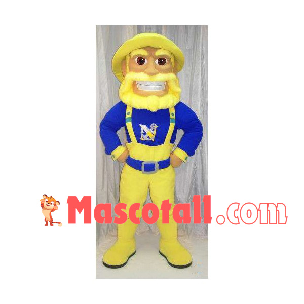 Old Foreign Man Wearing Fisherman Hat Mascot Costume