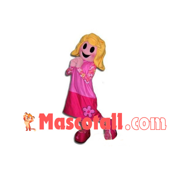 Sunny Girl With Short Blond Hair Mascot Costume