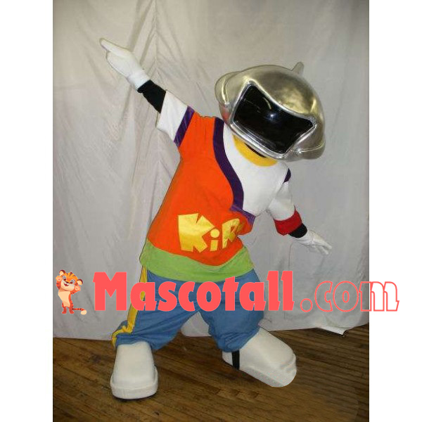 Sport Boy With Protective Helmet Mascot Costume