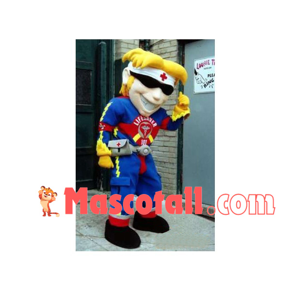 Ambulance Worker Wearing Red Cross Turban Mascot Costume