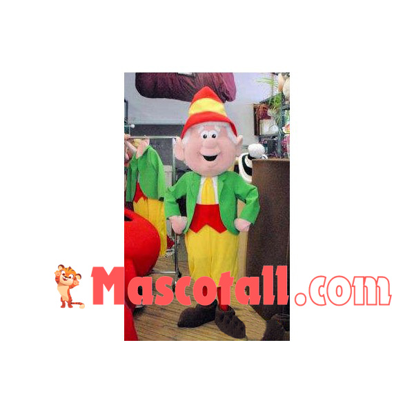 White-haired Elf In Green Suit Mascot Costume