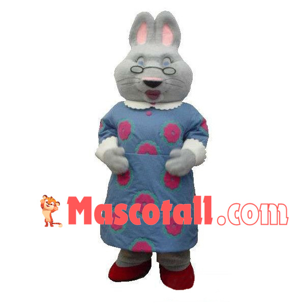 Grandma Rabbit With Reading Glasses Mascot Costume