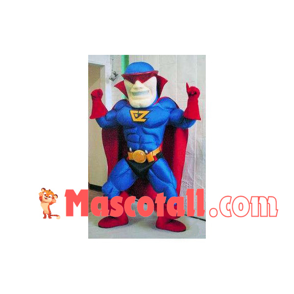 Superhero With Full Muscles Mascot Costume
