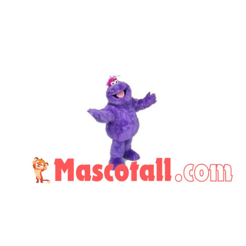 Cheerful Purple Plush Monster Mascot Costume