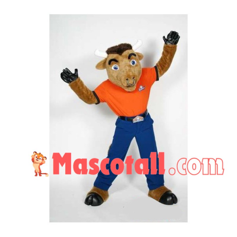 Athlete Bull Wearing Nose Ring Mascot Costume