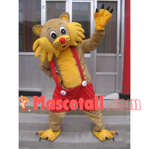 Lively Tiger In Suspender Shorts Mascot Costume