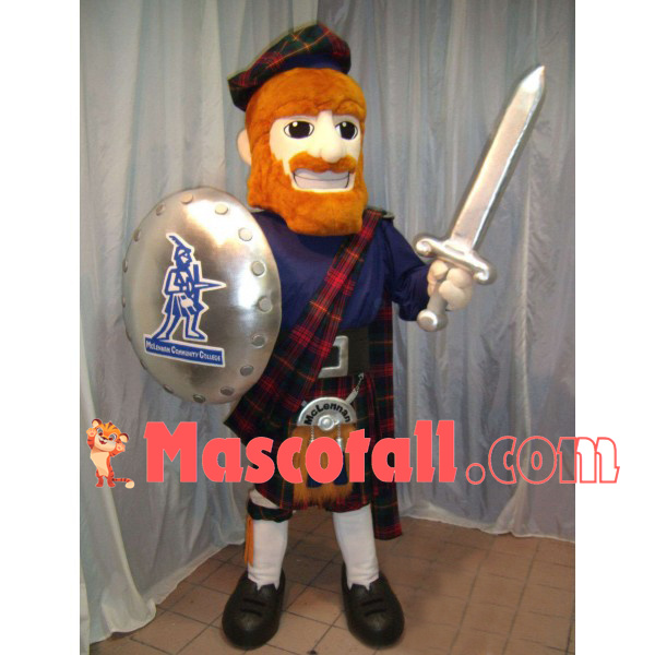 Valorous Knight With Weapon Mascot Costume