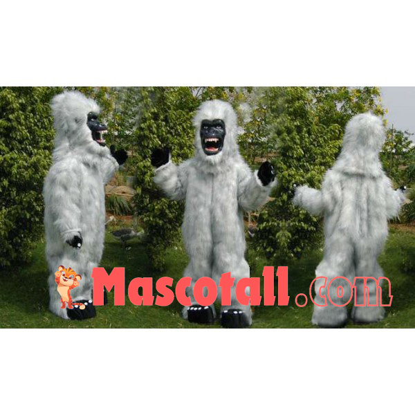 Long Fur Orangutan With Fierce Face Mascot Costume