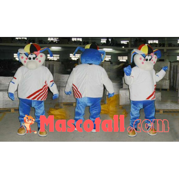 Lively Sport Dog With Pink Spot Mascot Costume