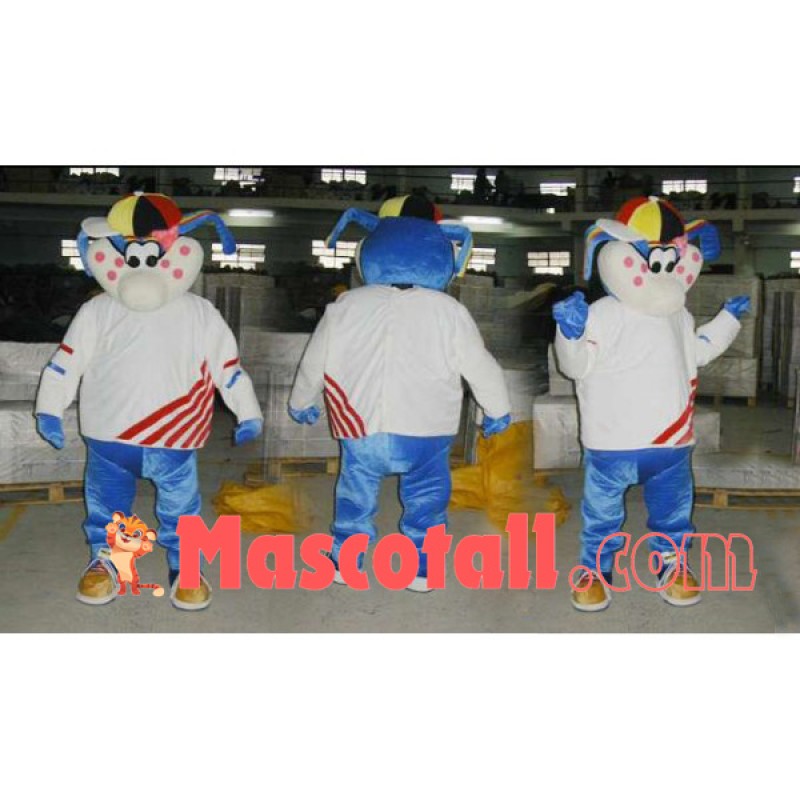 Lively Sport Dog With Pink Spot Mascot Costume