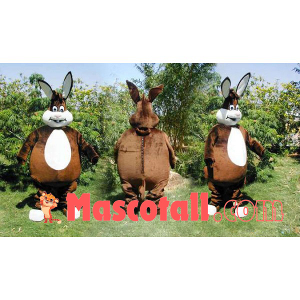 Brown Bunny With Big Belly Mascot Costume